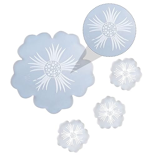 PHENOFICE 4 Stück Blumen-teetablett-untersetzer-formen-set Untersetzer Form Schalenmattenform Seifenformen Diy-kunstform Umweltfreundliche Untersetzerform Silikonform Kieselgel Weiß von PHENOFICE