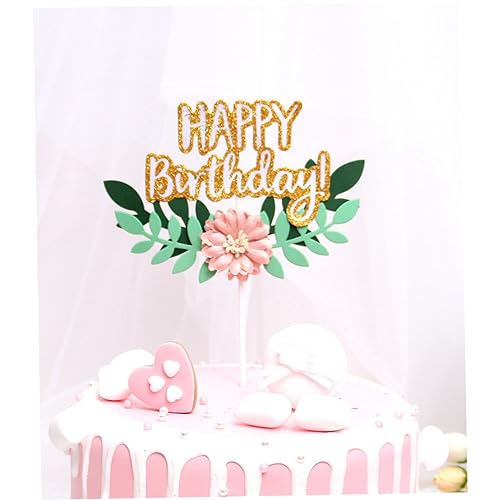 PHENOFICE HAPPY Birthday Buchstaben Mit Blumen Und Blätter Design Für Kuchen Dekoration Einleger Für Kuchen Ideale Tischdeko Für Geburtstagsfeiern Und Festlichkeiten von PHENOFICE