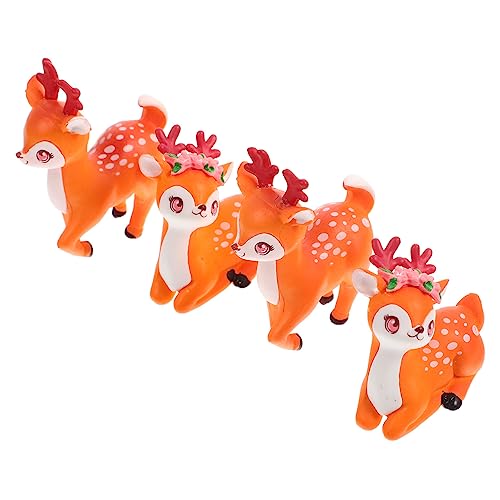 PHENOFICE 4 Stück Mikro-Landschaftsverzierung animal figures tooniesfiguren blummentopf süße Ornamente verkleidung Hirsch Ornamente Waldtierfiguren Hirsch Miniaturfiguren Auto-Ornament PVC von PHENOFICE