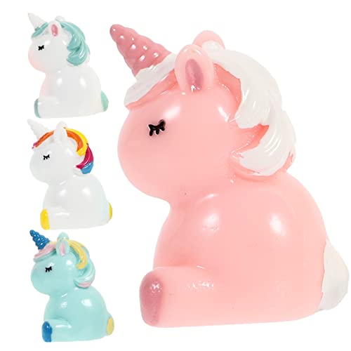 PHENOFICE 4 Stück Mikrolandschaftsdekoration Feendekorationen Einhorn-verzierung Einhorn Tortenaufleger Feenhaftes Spielzeug Einhorn-Desktop-Ornament Mini-tierfiguren Einhorn Miniatur Harz von PHENOFICE