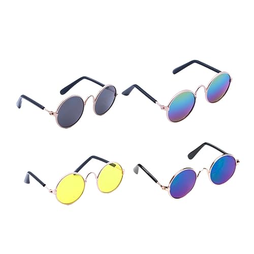 PHENOFICE 4 Stück Puppe Gläser Hundebrillen Puppenbrille Puppe Sonnenbrille Haustier Brille Haustierbrillen Modebrillen für Haustiere kleine Farbbrille Brille für Puppenhaustier von PHENOFICE