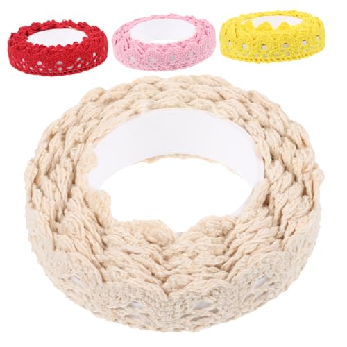 PHENOFICE 4 Stück Spitzenband Farbiges Klebeband Spitzenapplikationen Verzierungen Bastelspitzenbesatzband Zierband Aus Spitze Gehäkelte Spitzenbesatz Scrapbooking-klebeband Baumwolle von PHENOFICE