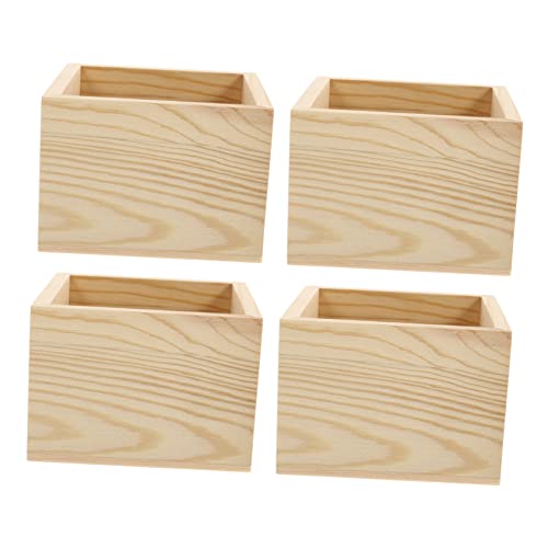 PHENOFICE 4 Stücke Boxen kleine Holzkiste ohne Deckel Lagerbehälter Retro- Tischdekoration storage boxes aufbwahrungs-box Holzbox DIY Schmuckkästchen Ohrringhalter hölzern von PHENOFICE