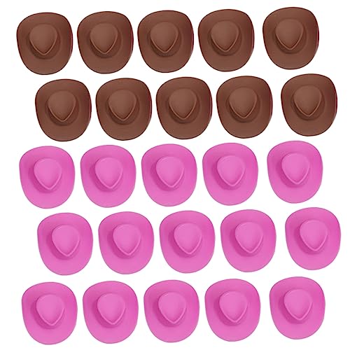 PHENOFICE 40st Puppenmütze Miniatur Winzige Hüte Miniaturdekoration Accessoires Für Puppenkleidung Puppenhüte Mini-Western-Cowgirl-Hut Mini-Zylinder Winzige Puppenkopfbedeckung Plastik von PHENOFICE