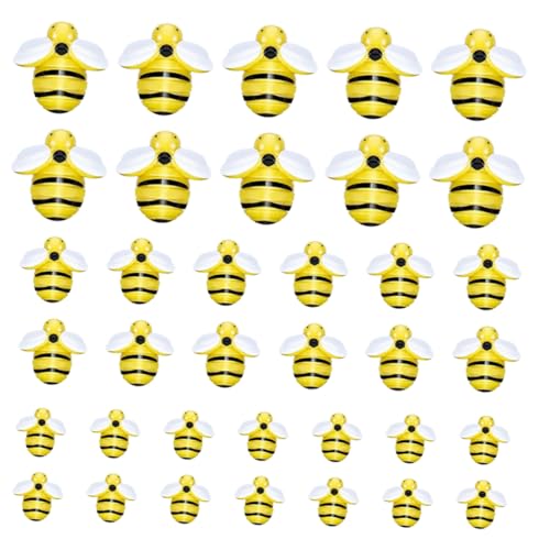 PHENOFICE 45St Harz Biene Bienenverzierungen für Bienendekor Cartoon-Bienen-Anhänger Figur cute decor giteer safe luftballons Aufkleber Zubehör zur Schmuckherstellung Harz-Anhänger Yellow von PHENOFICE