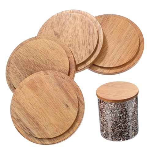 PHENOFICE 4er Set Holzdeckel Für Tassen Wiederverwendbare Abdeckungen Aus Akazienholz Für Teekannen Und Gläser Hält Getränke Warm Vintage Design Perfekt Für Aromakerzen Und von PHENOFICE