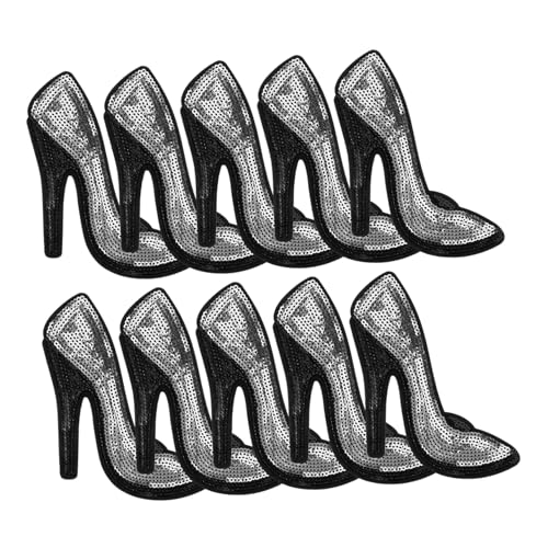 PHENOFICE 5 Paar High Heels Aufnäher Dekor Basteln Applikation High Heel Nähapplikation Bestickte Abzeichen Aufnäher Für Jacken High Heel Kleidung Applikation High Heel Form Patch von PHENOFICE