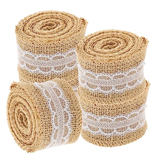 PHENOFICE 5 Rollen Einfarbige Leinenstreifen ribbon bandfeile weihnchtsdeko geschenkverpackung handgefertigtes Band Vintage Sackleinenband handgefertigtes Geschenkband Geschenkzubehör Jute von PHENOFICE