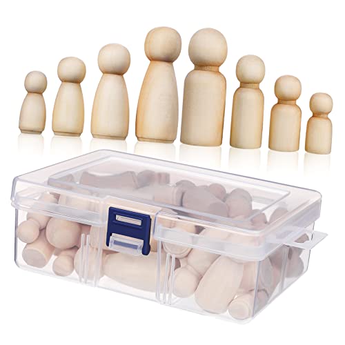 PHENOFICE 50 Stück Hölzerne Puppe Steckpuppen unvollendet Familie Steckpuppen Peg-Leute-Spielzeug unvollendete Peg-Leute DIY Holzpuppen Naturholz Puppen Holzpflockpuppen Puppen bemalen von PHENOFICE