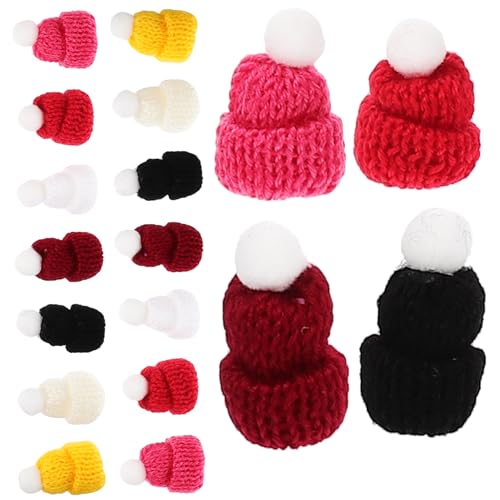 PHENOFICE 50 Stück Mini-Mütze Mini Strickmützen Puppenhüte Mini-Flaschenhut Mini- kleine Weihnachtsmützen zum Basteln Mini-Wollmütze kleine Strickmützen Puppenbastelhüte Polyester von PHENOFICE