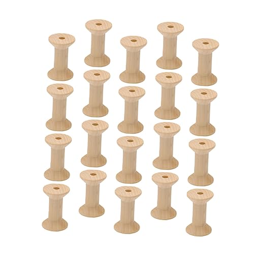 PHENOFICE 50 Stück Stickgarnspulen DIY Bastelspule leere Spule Wickelspulen leere Nähspulen Fadenbandspule handlocher von hand gemacht bobbin unfertige Spule Webspulen aus Holz Bambus von PHENOFICE