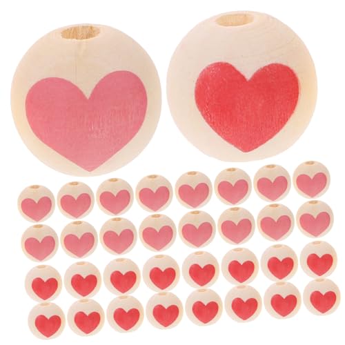 PHENOFICE 50 Stück Zubehör Für Holzperlen Selber Machen Girlande Perlen Valentinstag Diy Perlen Bunte Armbänder Valentine Abstandsperlen Liebe Perlen Diy-perlen Valentinstag Lose Perlen von PHENOFICE