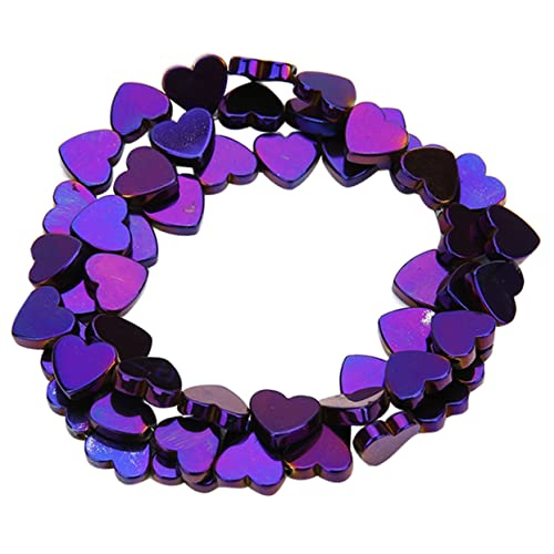 PHENOFICE 50 Stück hohle Herzperlen beads for jewellery Schmuckperlen Schmuckanhänger Schmuckkette Herz Halskette Armbänder stapeln farbige Steinperlen Bastelperlen selber machen Violett von PHENOFICE