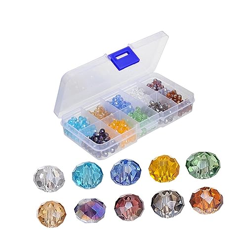 PHENOFICE 500 Stück Briolette Glasperlen 10 Farben Facettenperlen Und Kristallperlen Mit Behälterbox Für Schmuckherstellung DIY Armbänder Und Ohrringe von PHENOFICE