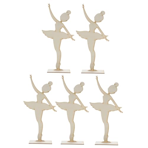 PHENOFICE 5Pcs Clay Girl Decoration Girl Papierschneide Burcherwürfel Unvollendete Tanz Silhouetten Holz Konfetti Holzhandwerk Verzierungen Holz Ballett Ballett Wohnheimdekoration von PHENOFICE