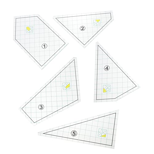 PHENOFICE 5St Patchwork-Lineal Quiltlineal und Schablonen Stofflineal zum Quilten Quiltlineale zum Schneiden sewing pattern sewing ruler Nähschablone für Lineal Stoff-Nählineale Plastik von PHENOFICE