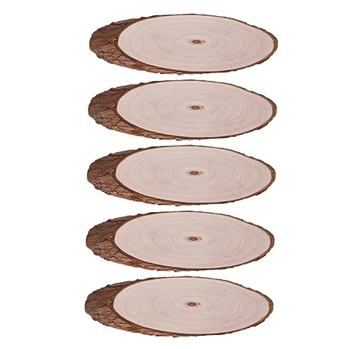 PHENOFICE 5St oval abgeschrägte Holzspäne ovale Verzierungen ovale Baumscheiben rustikale dekoration weihnachten geburtstags bohlen bretter holztafel unfertige Holzscheibe Holzausschnitte von PHENOFICE