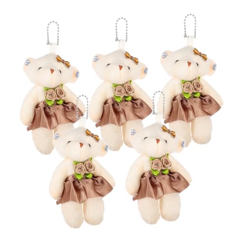 PHENOFICE 5st Hochzeitspuppe Schlüsselanhänger-anhänger Bär Ornament Spielzeug Ausgestopfte Bärenpuppe Kleine Bären Aufhängen Multifunktionaler Bärenanhänger Cartoon-bär Light Brown Stoff von PHENOFICE