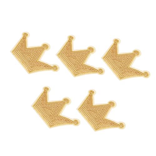 PHENOFICE 5st Stoff Aufkleber Patch Aufkleber Paillette Glitzerflecken Patches Nähen Abzeichen Annähen Diy Liefert Aufnäher in Kronenform Diy-motivapplikation Stickereiflecken Golden von PHENOFICE