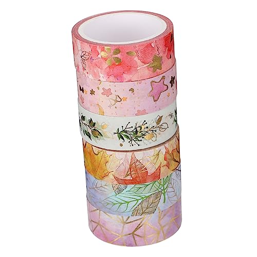 PHENOFICE 6 Rollen Washi-tape Kinder Abdeckband Farbiges Klebeband Bastelbänder Washi-klebeband Mit Goldenen Blumen Blumenaufkleber Hochzeitsaufkleber Handwerk Klebeband Papier von PHENOFICE