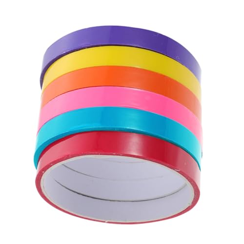 PHENOFICE 6 Rollen klebriges Ballband Klebeband in Regenbogenfarben klebrige Spielzeugbänder bunte Bänder farbiges klebeband tapeband Klebeband Spielzeug klebrige kugeln band bunt Plastik von PHENOFICE