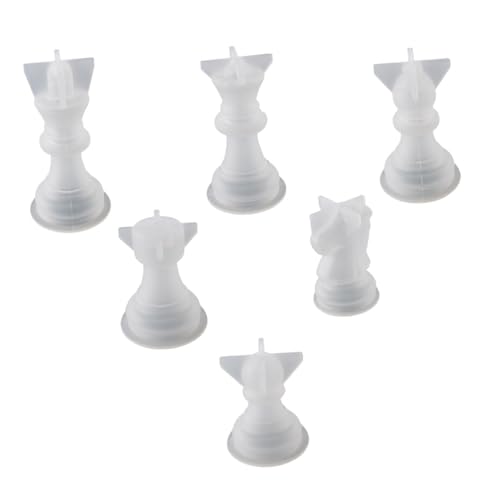 PHENOFICE 6 Stück Schachform Fondantformen Schachgussformen aus Epoxid DIY machen Runde Seifenformen 3D-Schach schachfiguren chess pieces Schach Silikonformen einfache Silikonform Kieselgel von PHENOFICE