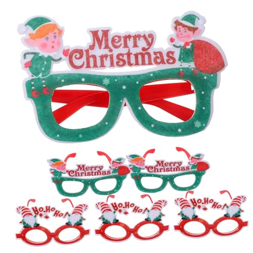 PHENOFICE 6er Set Weihnachtsbrillen Rahmen Lustige Partybrillen Für Weihnachtsdeko Und Fotorequisiten Opa & Buchstaben Elf Design Perfekt Für Festliche Anlässe von PHENOFICE