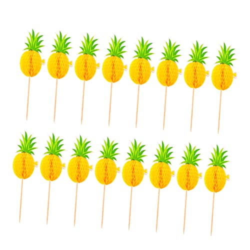 PHENOFICE 60 Stk Flamingo-Kuchen-Einsatz Cupcakes hawaiianische kuchenpicks Ananas-Kuchen mottoparty hawaii kuchendekoration Hochzeitsdeko Kuchen Picks Party-Kuchen-Ornamente Papier Yellow von PHENOFICE