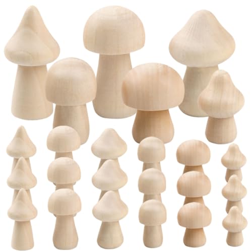 PHENOFICE 60St Holz pilz Ornamente Kinder malen Pilzmodelle Kinder unfertiger Pilz Pilzfiguren Holzpilz Dekoration Holzpilz Bastelset Pilz selber machen unvollendetes Holzhandwerk Pilz malen von PHENOFICE