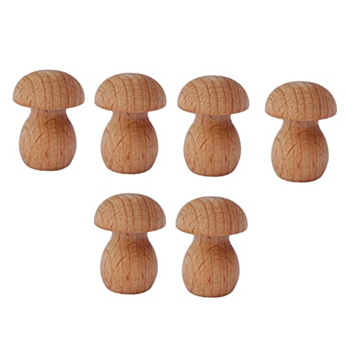 PHENOFICE 6St Süße kleine Pilze Pilzmodell Spielzeug Mini-Pilz unbemalt unbemalter Mini-Pilz buchregal dekoration bescherung weihnachten Mikro-Landschaftsdekoration Bonsai-Pilz Holz Brown von PHENOFICE