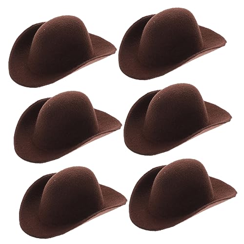 PHENOFICE 6st Mini-cowboyhut Puppenhüte Cowgirl-kostümzubehör Mini-hüte Für Puppenhäuser Minihüte Zum Basteln Mini-puppenmütze Abdeckungen Für Flaschenverschlüsse Mini-Hut Light Brown Stoff von PHENOFICE