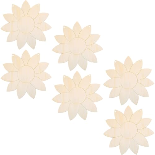 PHENOFICE 6st Sonnenblumenchips Bewaldeter Span Diy Ausschnitt Dekor Ausschnitte Malerei Ornament Graffiti-zubehör Ausschnitte Zeichnen Haushaltsausschnitte Handwerk Blumenausschnitte Holz von PHENOFICE