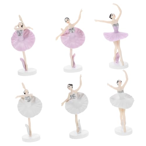 PHENOFICE 6st Tanz Ballett Mädchen Figuren Für Kuchen Ballettmädchenfiguren Mädchen Balletttänzerin Kuchendeckel Entzückendes Ballerina-handwerk Spielzeug Für Mädchen Plastik von PHENOFICE