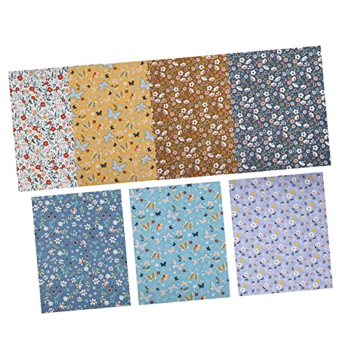 PHENOFICE 7 Blätter Blumen-Patchwork-Tuch-Set Baumwoll-Patchwork-Quadrate DIY Tuch Patchwork-Stoff-Handwerk bastelmaterial bastel materialien bedruckter Bastelstoff Patchworkstoff Baumwolle von PHENOFICE