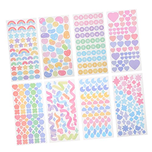 PHENOFICE 8 Blätter Material dekorative Aufkleber DIY liefert Notizaufkleber aus Papier DIY dekorativer Aufkleber Schleife Handkontoaufkleber Scrapbook-Sticker selber Machen PVC Colorful von PHENOFICE