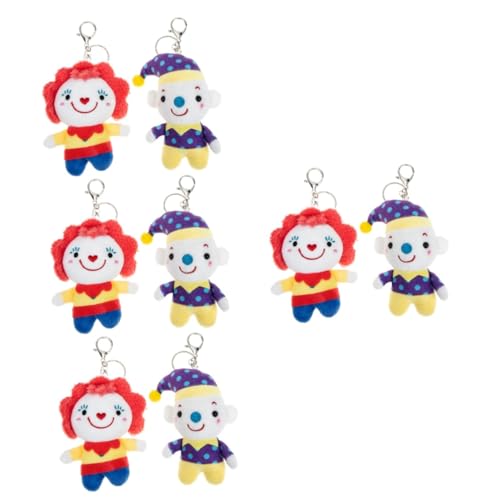 PHENOFICE 8 STK Clown-Schlüsselanhänger Bezaubernder Taschenanhänger Plüschpuppenanhänger Plüschtier für Kinder kindergeschenke Plüschpuppe Spielzeug Plüsch-Anhänger Legierung von PHENOFICE