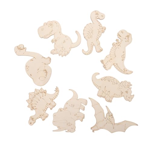 PHENOFICE 8 Teiliges Holz Dinosaurier Chips Malspielzeug Kunst Und Bastelset Dinosaurier Malerei Holzhanddekor Handbemaltes Bastelspielzeug Kinderspielzeug Heimwerkerbedarf von PHENOFICE