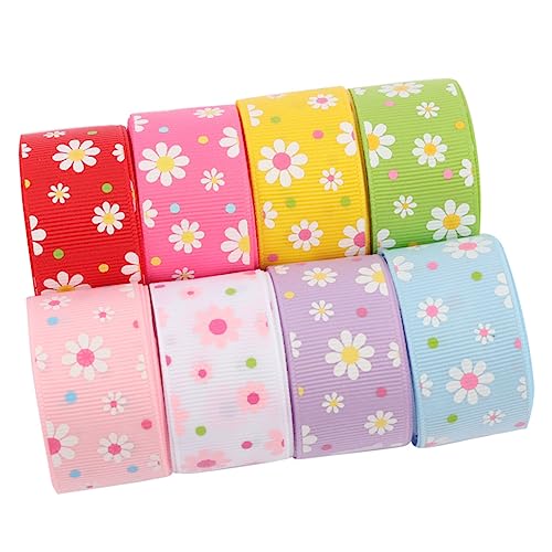 PHENOFICE 8St 25mm kleines Gänseblümchen-Gewinde band Nähband bunte Geschenkbänder DIY Band zum Verschenken Wickelband Ornamentband ribbon Polyester Band für DIY Polyesterband für Kleidung von PHENOFICE