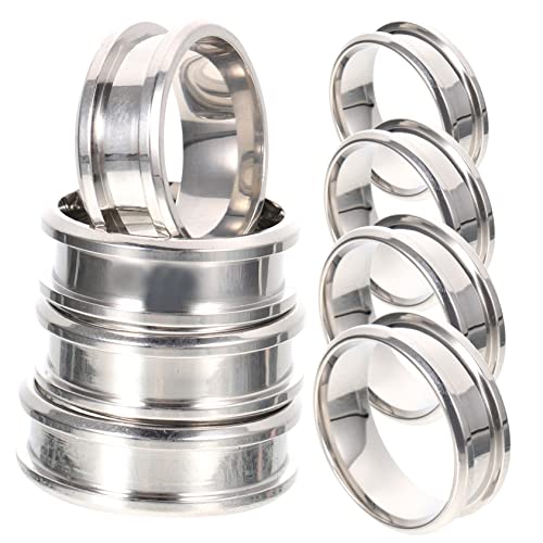 PHENOFICE 8st Geriffelter Ring Polierte Fingerringe Silber Kreis Bandring Aura-ring Schmuck Sizer Handgefertigte Ringe Ring Leer Blanko-rillenring Breitband-fingerringe Rostfreier Stahl von PHENOFICE