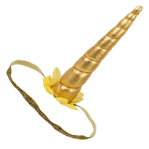 PHENOFICE Einhorn-Stirnband Einhorn Haarband Goldene Einhorn Stirnband karneval stirnband Einhorn-Horn-Stirnband Einhorn-Kopfschmuck entzückendes Einhorn-Haarband Kopfbedeckung aus Horn Harz von PHENOFICE