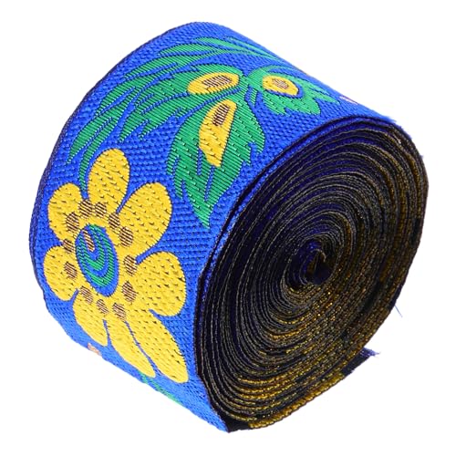 PHENOFICE Ethnisches Spitzenband Jacquardband Zum Nähen Besticktes Gewebtes Jacquardgewebtes Floral Bestickter Webbesatz Bestickter Bandbesatz Bestickt Gewebt Polyestergarn Blue von PHENOFICE