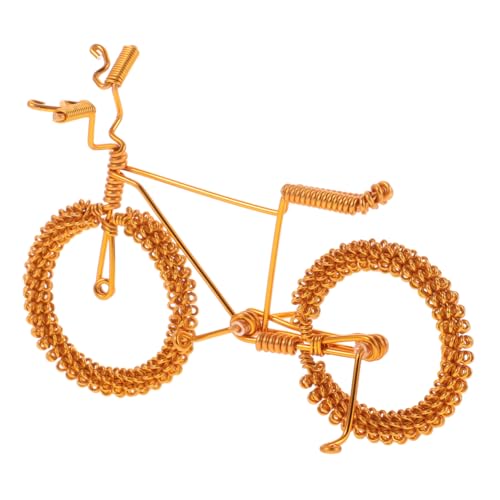 PHENOFICE Fahrradmodell Fahrrad Sammlerstück Alu Draht Fahrrad Mini Fahrrad Modell Miniaturfahrrad kinderauto modell Miniatur-Rennrad Mini- -Dekor Mini-Bike-Modell Aluminiumdraht Golden von PHENOFICE