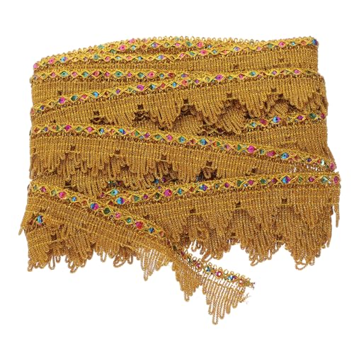 PHENOFICE Paillettenspitze Polsterbesatz Rockkragen Dekor Kleidung nähen trimmen Gardinenstoffbesatz Boho-Band verschleißfester Besatz dekorative geflochtene Borte Goldrand Polyester Golden von PHENOFICE