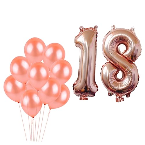 PHENOFICE Partyballons Set Nummer 18 Aluminiumfolie & 12 Zoll Latex Gummiballons Metallische Mylar Ballons Für Geburtstagsfeiern Taufe Bunt Dekoration Mit Konfetti von PHENOFICE