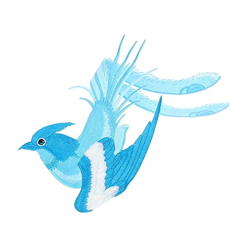 PHENOFICE Patch Flecken Von Phönixvögeln Vogel- Kleideraccessoires Abzeichen Annähen Stickzubehör Nähpflaster Chinoiserie- Stoffzubehör Blue Schmelzkleber Auf Der Rückseite von PHENOFICE