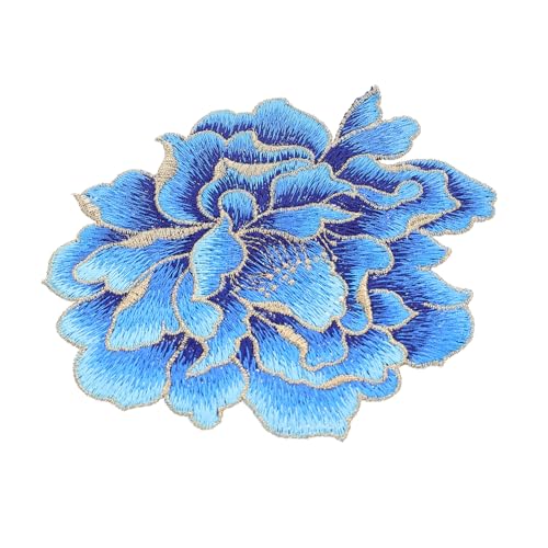 PHENOFICE Pfingstrosen-Stickpatch Hut dekorative Patches Applikation mit Blumenstickerei repair patch reparaturflicken aufkleber gestickte Applikation Kleiderapplikation Polyester Blue von PHENOFICE