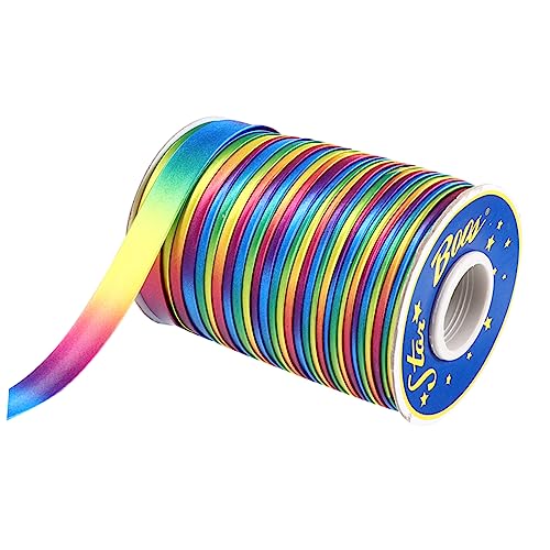 PHENOFICE Regenbogenband goldenes Satinband Geschenkbänder Haarschleifen Band umklappen Partydekorationsband elastic band elastisches tape elastisches Band Buntes Band Nähband Stoff Colorful von PHENOFICE