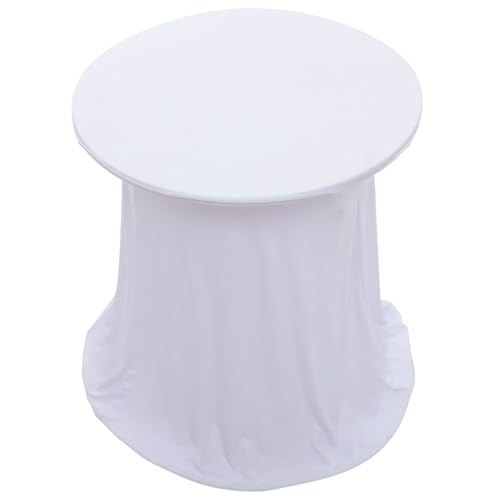 PHENOFICE Rock für Cocktailtische einfarbiges Tuch Cocktailtischhussen Tischzubehör Round Table Cloth obrus NA stół do salonu Klappbare Tischdecke Runde Tischdecke dehnen Polyester Weiß von PHENOFICE