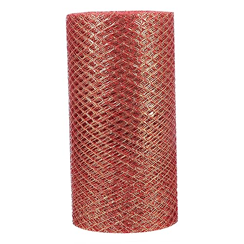 PHENOFICE Rollen Diamantmaschenrolle Weihnachtsgirlande Kranzmasche Tüllstoff Geschenkbänder luxuriöses halloween dekoration halloween decoration Netzband Bastelnetz Polyester rot von PHENOFICE