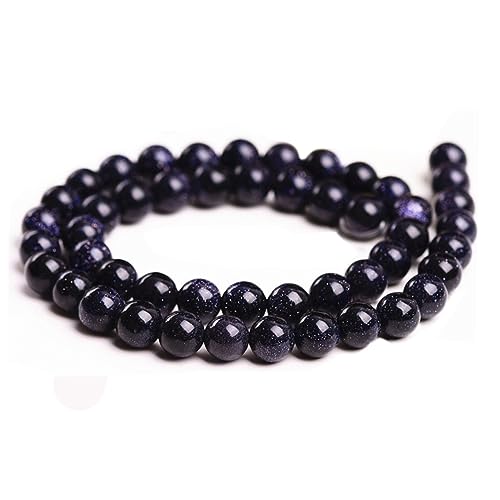 PHENOFICE Schnur Aus Blauen Sandsteinperlen 8 Mm 48 Stück Bastelperlen Zum Auffädeln Für Armbänder Und Halsketten Ideal Für DIY Schmuckgestaltung Und Kreative Projekte von PHENOFICE